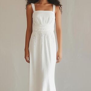 White Lace Floral Eyelet Maxi Dress Size 14